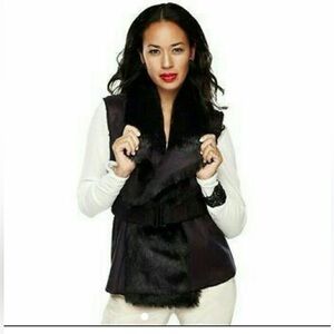 K Dash by Kardashian Black Faux Fur Vest